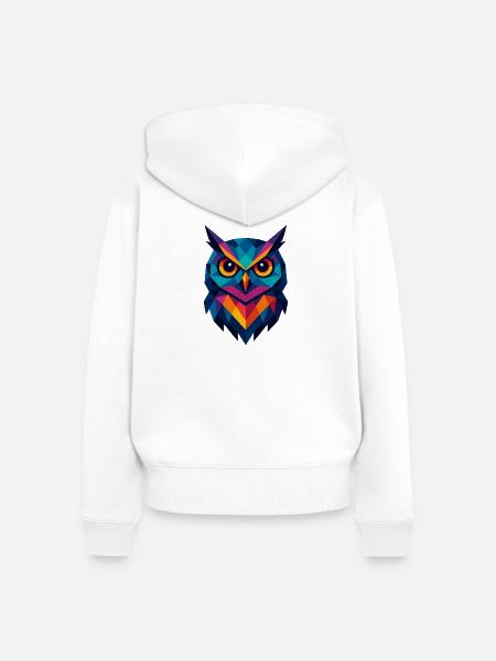 Eule | Eulenkopf Print - Frauen Premium Bio Zip Hoodie - Weiß