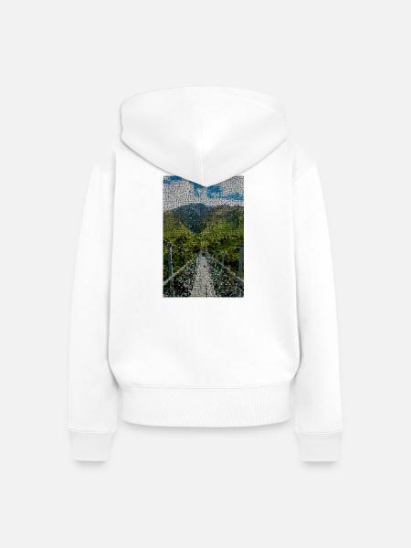 Pfad durch grüne Berglandschaft - Frauen Premium Bio Zip Hoodie - Weiß