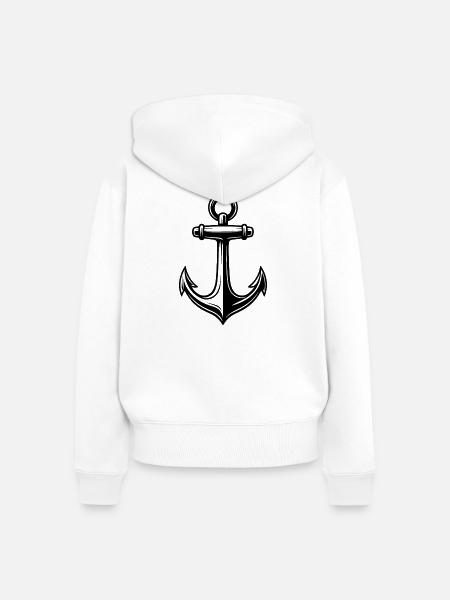 Ankerlinien Tattoo Stil - Frauen Premium Bio Zip Hoodie - Weiß