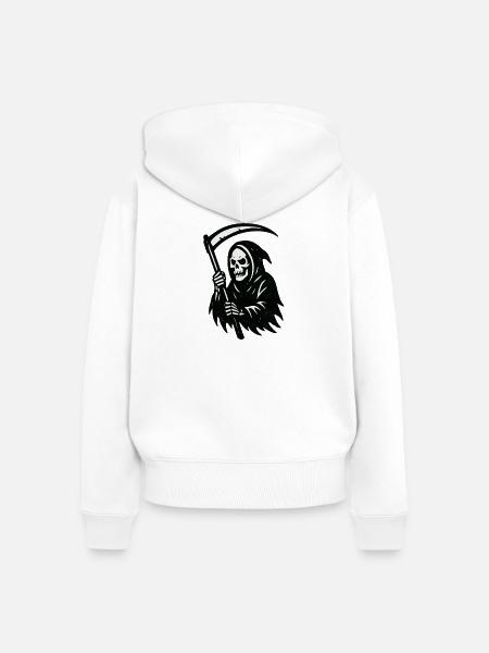 Sensenmann Silhouette Druck - Frauen Premium Bio Zip Hoodie - Weiß