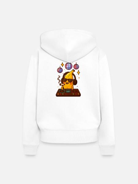 Bananen-DJ smokt Banana 🍌 - Frauen Premium Bio Zip Hoodie - Weiß