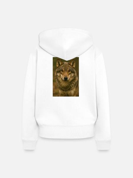 Tier, Wolf - Frauen Premium Bio Zip Hoodie - Weiß