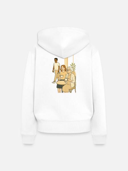 Kaffeestunde Generationen - Frauen Premium Bio Zip Hoodie - Weiß