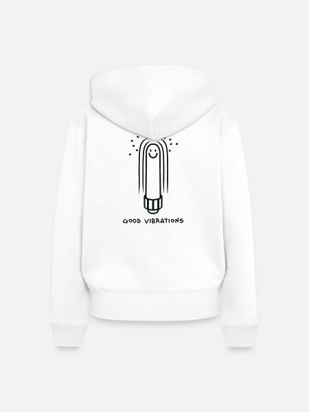 Dildo Vibrator mit guten Vibrationen - Frauen Premium Bio Zip Hoodie - Weiß