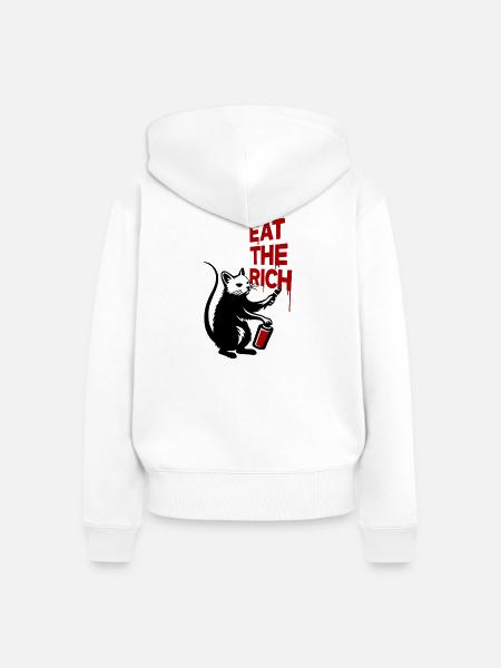 Protestkatze Graffiti Druck - Frauen Premium Bio Zip Hoodie - Weiß