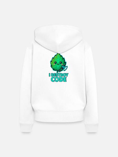 Grünes Blatt Code-Krieger - Frauen Premium Bio Zip Hoodie - Weiß