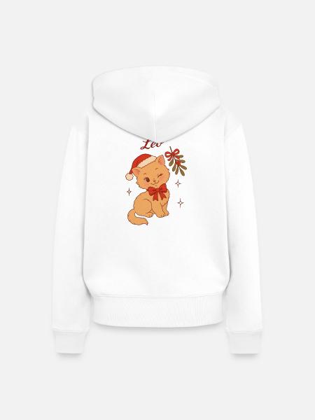 Weihnachtskätzchen Leo - Frauen Premium Bio Zip Hoodie - Weiß