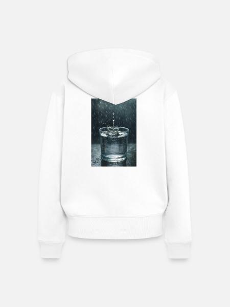 Wasserkrone im Regen - Frauen Premium Bio Zip Hoodie - Weiß
