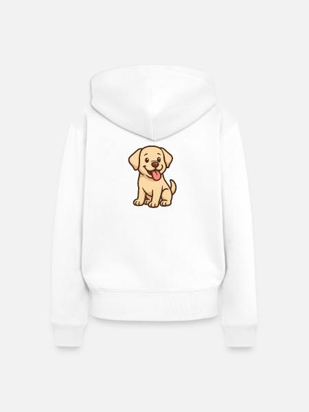 Niedlicher Welpen Cartoon Hund - Frauen Premium Bio Zip Hoodie - Weiß
