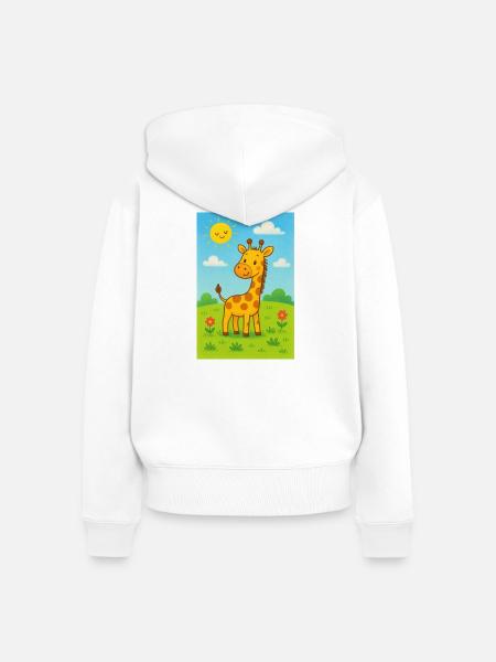 Sonnige Girafe im Kinderwiese - Frauen Premium Bio Zip Hoodie - Weiß