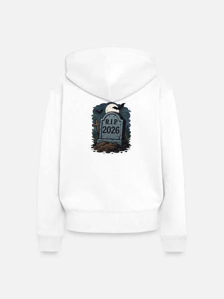 Ruhe in Frieden 2026 Halloween Grabstein - Frauen Premium Bio Zip Hoodie - Weiß
