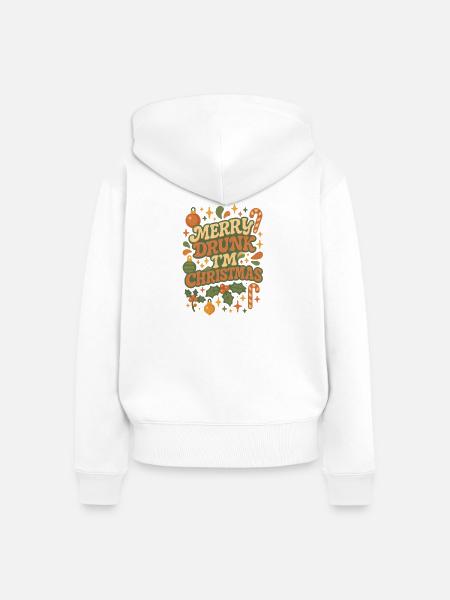 Merry Drunk I'm Christmas - Frauen Premium Bio Zip Hoodie - Weiß