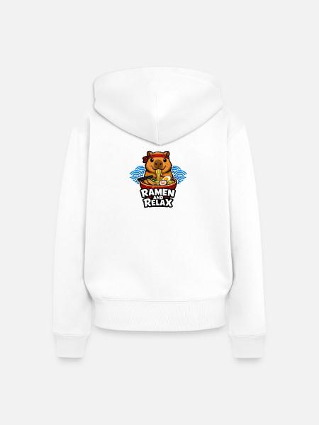 Ramen and Relax - Frauen Premium Bio Zip Hoodie - Weiß