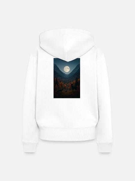 Mondlicht im Waldtal - Frauen Premium Bio Zip Hoodie - Weiß