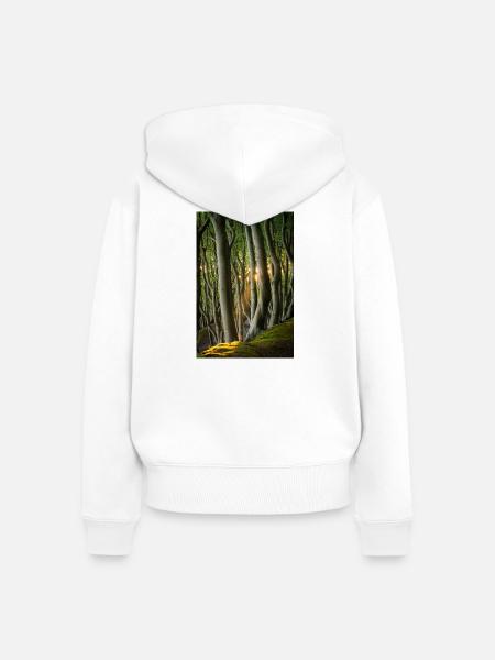 Bäume Licht der Sonne - Frauen Premium Bio Zip Hoodie - Weiß