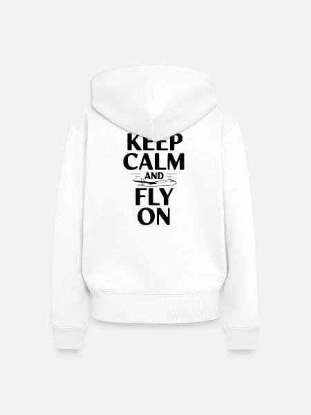 Bleib ruhig und flieg weiter - Frauen Premium Bio Zip Hoodie - Weiß