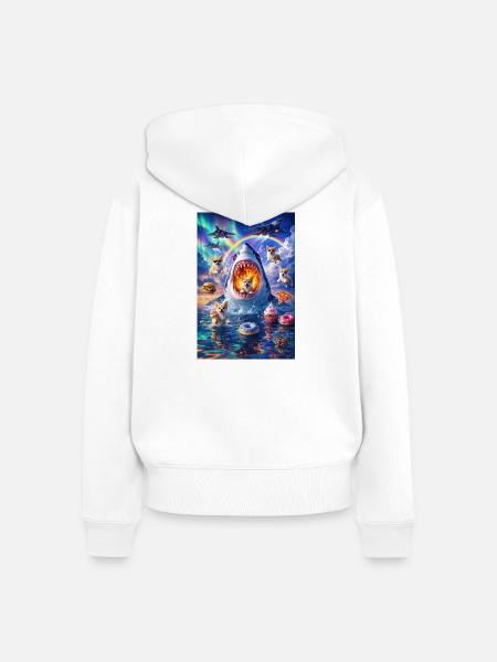Welpenhai im Farbchaos - Frauen Premium Bio Zip Hoodie - Weiß