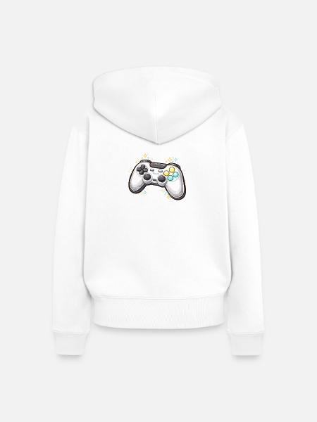 Leuchtender Spielecontroller mit Sternenstaub - Frauen Premium Bio Zip Hoodie - Weiß