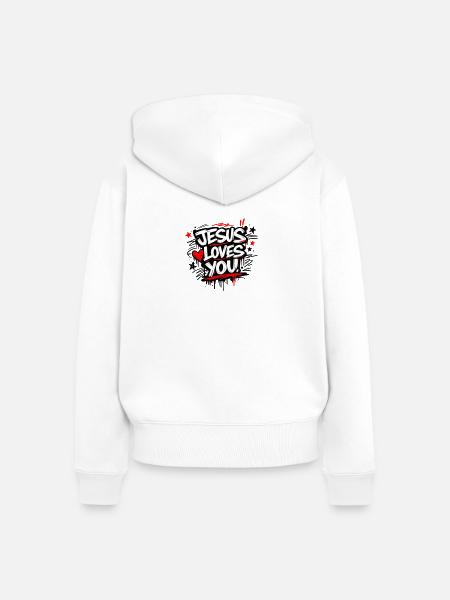 Jesus Loves You - Frauen Premium Bio Zip Hoodie - Weiß