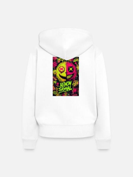 Xenon-Signal-Graffiti - Frauen Premium Bio Zip Hoodie - Weiß