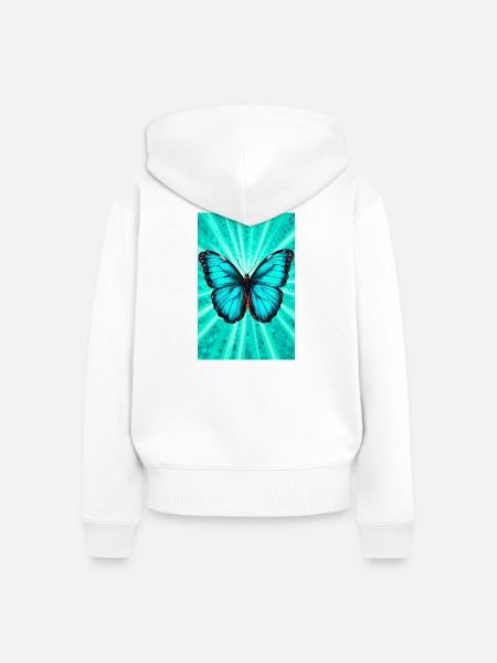 Schmetterling - Frauen Premium Bio Zip Hoodie - Weiß