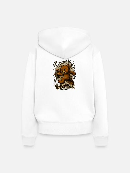 Graff Bomb Bär - Frauen Premium Bio Zip Hoodie - Weiß