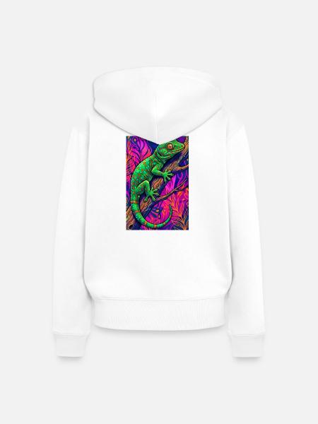 Gecko - Frauen Premium Bio Zip Hoodie - Weiß