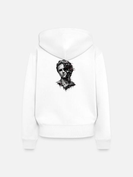 Klassisches Glitch-Gesicht - Frauen Premium Bio Zip Hoodie - Weiß