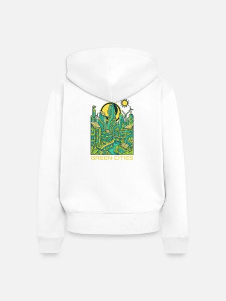 Grüne Städte Zukunft - Frauen Premium Bio Zip Hoodie - Weiß