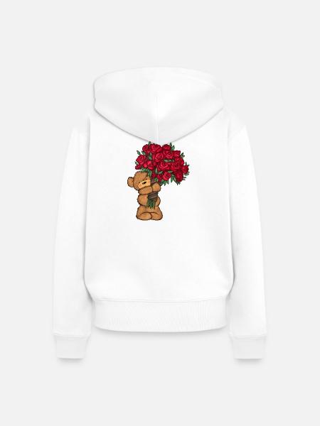 Baer_Blumen - Frauen Premium Bio Zip Hoodie - Weiß