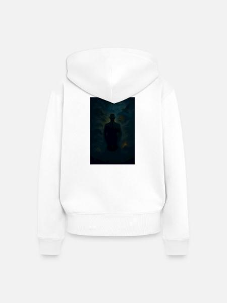 Schattenrätsel im Nebel - Frauen Premium Bio Zip Hoodie - Weiß