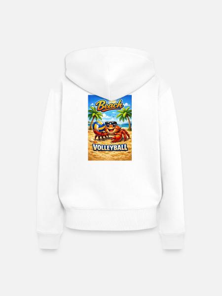 Strandkrabbe Volleyball Sommerdesign - Frauen Premium Bio Zip Hoodie - Weiß