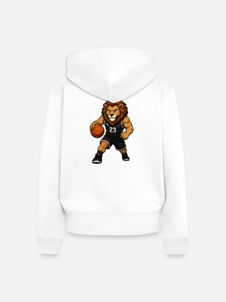 Löwe im Basketballtrikot mit Nummer 23 - Frauen Premium Bio Zip Hoodie - Weiß