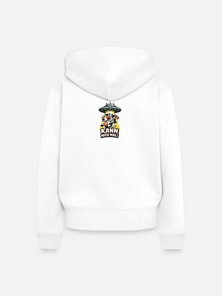 Kuh auf UFO-Abenteuer - Frauen Premium Bio Zip Hoodie - Weiß