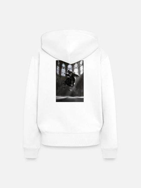 Gotische Kathedral-Skaterflug - Frauen Premium Bio Zip Hoodie - Weiß