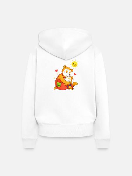 Kuschelhund Mutterliebe im Sonnenschein - Frauen Premium Bio Zip Hoodie - Weiß