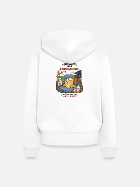 Katzen-Onsenruhe - Frauen Premium Bio Zip Hoodie - Weiß