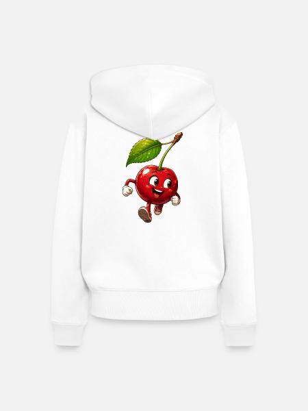 Lustige Kirsche - Frauen Premium Bio Zip Hoodie - Weiß