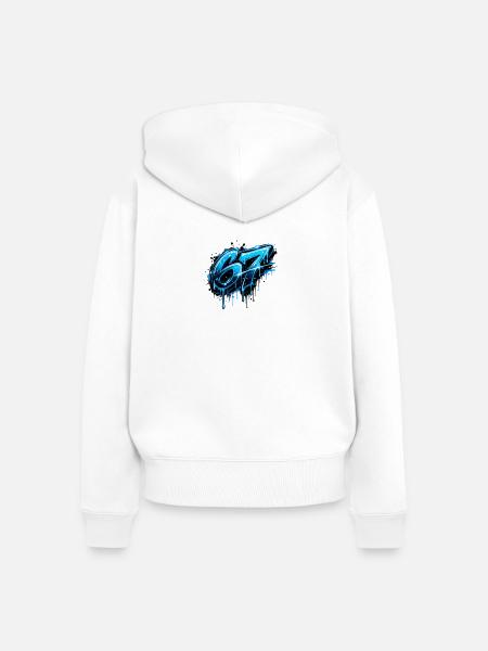 67 Neon Graffiti Blues - Frauen Premium Bio Zip Hoodie - Weiß