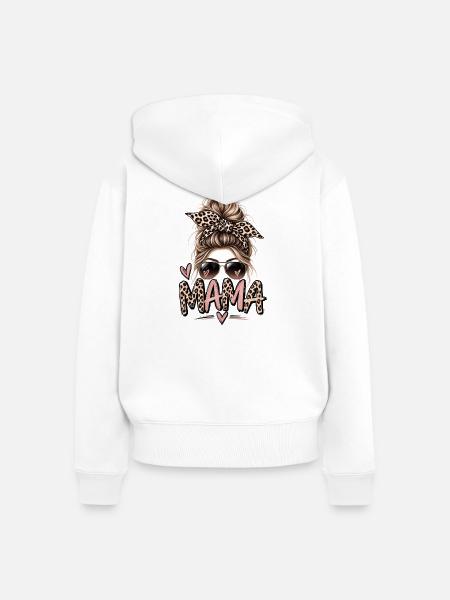 Leopard Mama Stil - Frauen Premium Bio Zip Hoodie - Weiß