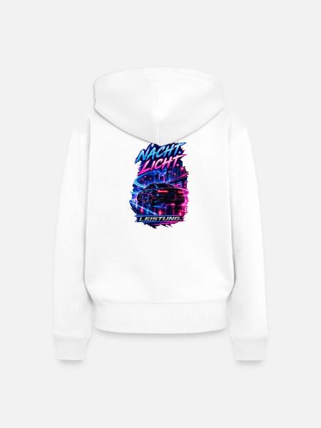 Nacht. Licht. Leistung. - Frauen Premium Bio Zip Hoodie - Weiß