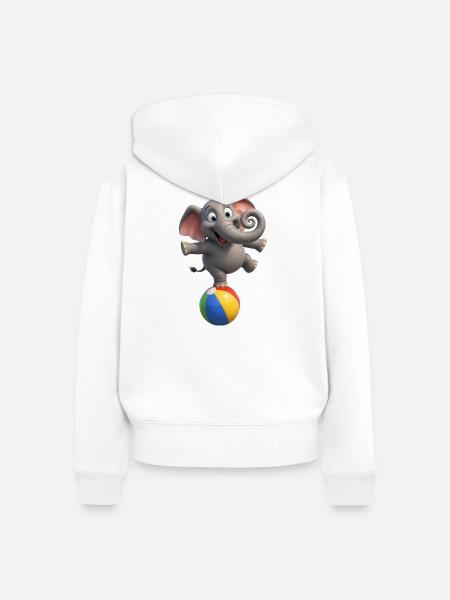 Elefantenpendel auf Ballon - Frauen Premium Bio Zip Hoodie - Weiß