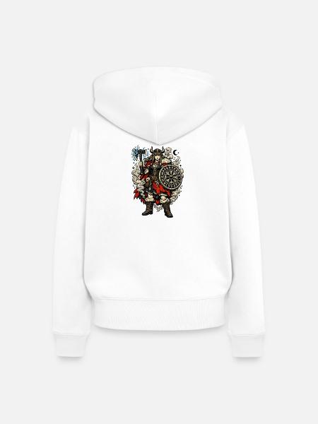 Wikinger Krieger Schild Runen - Frauen Premium Bio Zip Hoodie - Weiß