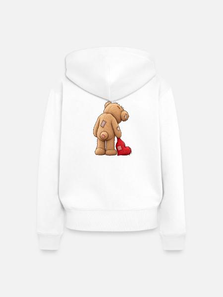 Teddy mit gebrochenem Herz - Frauen Premium Bio Zip Hoodie - Weiß