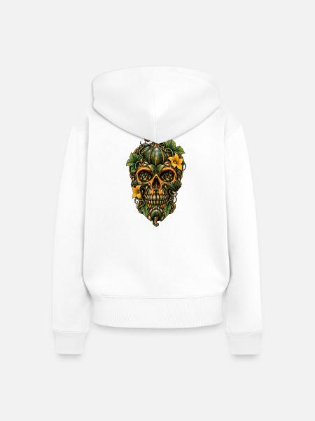Ölkürbis Skull - Frauen Premium Bio Zip Hoodie - Weiß