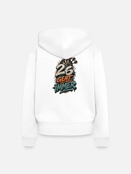 26 Geht Immer Dartboard - Frauen Premium Bio Zip Hoodie - Weiß