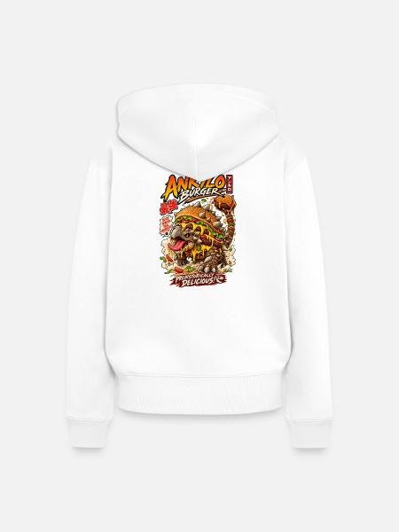 Ankylosaurus Burger – Prähistorisch lecker - Frauen Premium Bio Zip Hoodie - Weiß