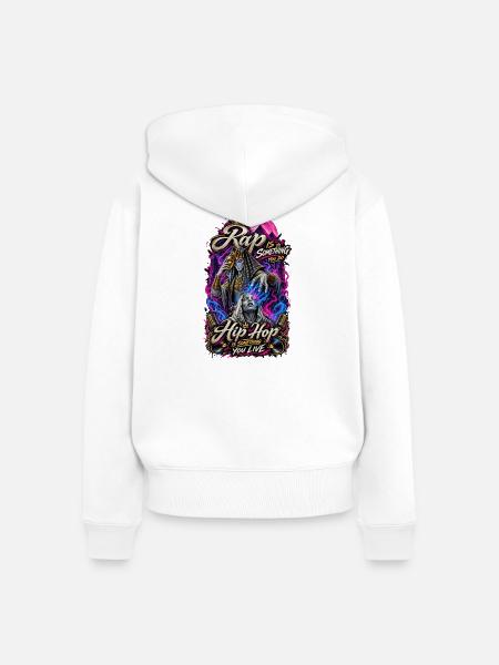 RapLebt HipHop Neon - Frauen Premium Bio Zip Hoodie - Weiß