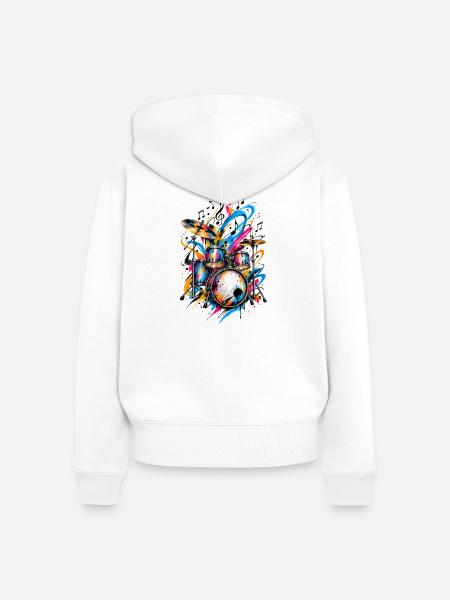 Schlagzeug Drums - Frauen Premium Bio Zip Hoodie - Weiß