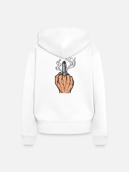 Mittelfinger - Pistolen - Statement - Frauen Premium Bio Zip Hoodie - Weiß